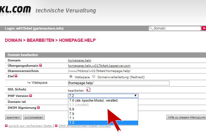 All-Inkl PHP Umstellen