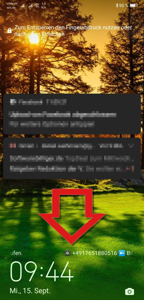 Hinweise auf dem Sperrbildschirm